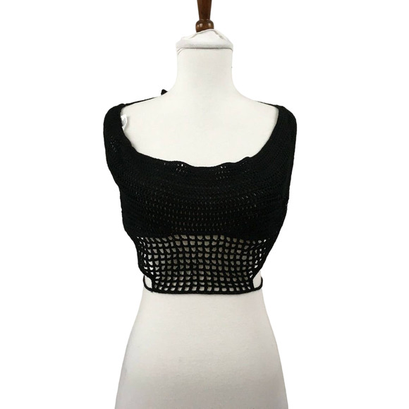 Express Womens Top Halter Crotched Wrap Around Crop Tank - Black - Size XS - Picture 3 of 8